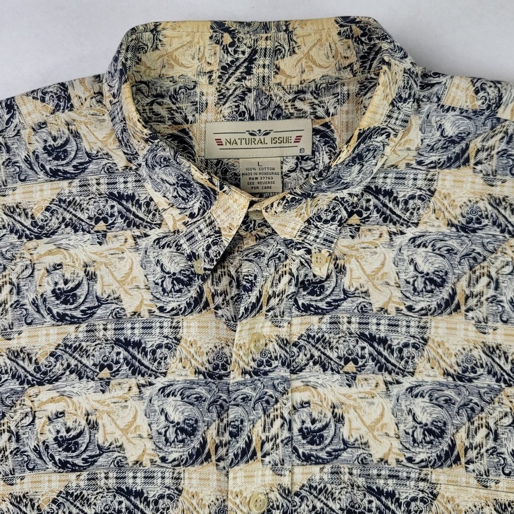 NATURAL ISSUE Button Up Shirt Mens Size L Short Sleeve Casual Hawaiian